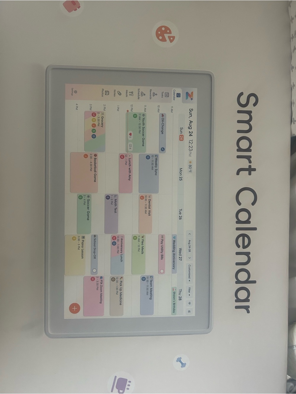 Amazon Smart Calendar Tablet - White Frame with Colorful Calendar Display